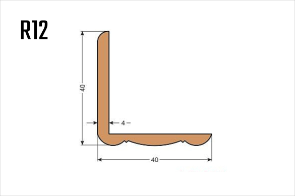 Lišta hoblovaná profilovaná rohová R12